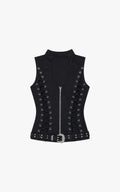 Obsidian Lace-Up Zip Tank