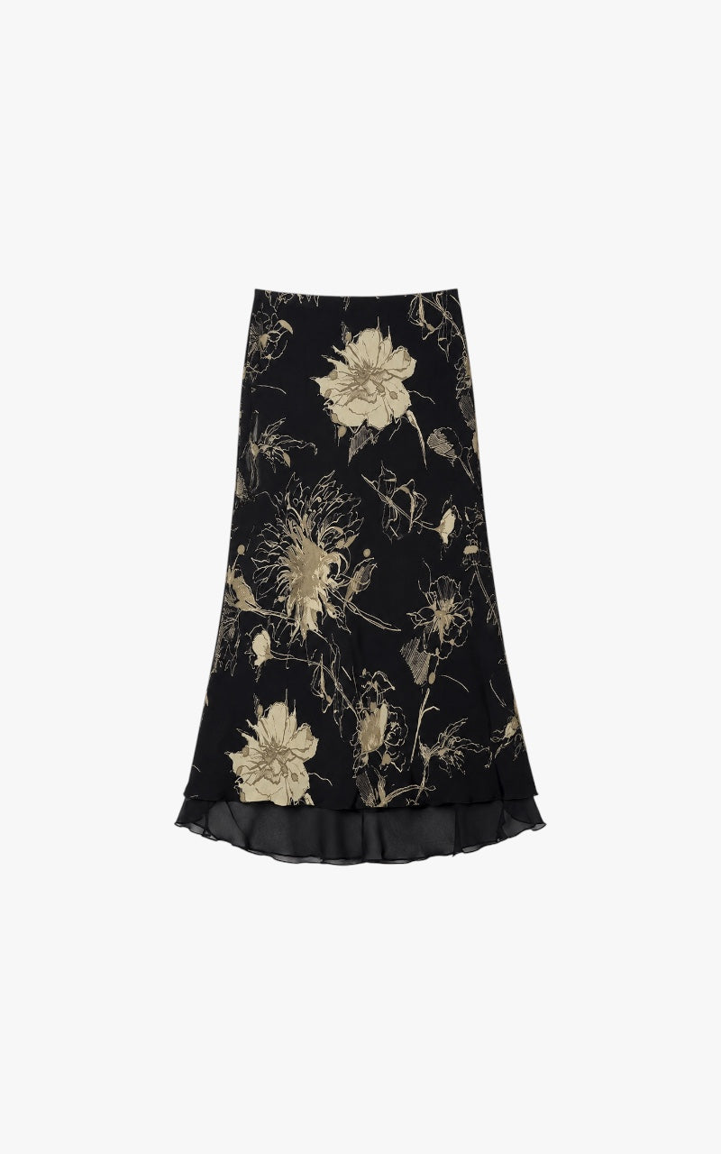 Midnight Bloom Mesh Skirt
