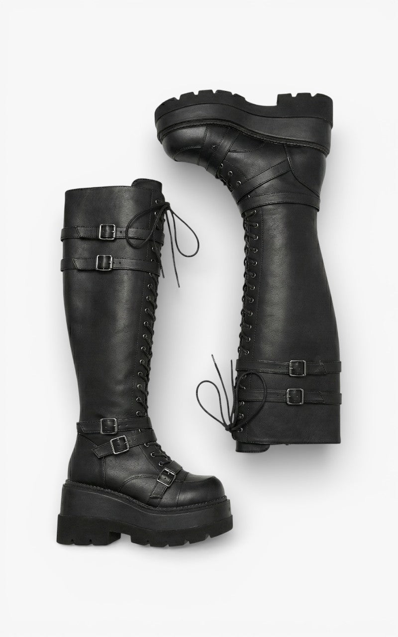 Midnight Rampage Over-The-Knee Platform Boots