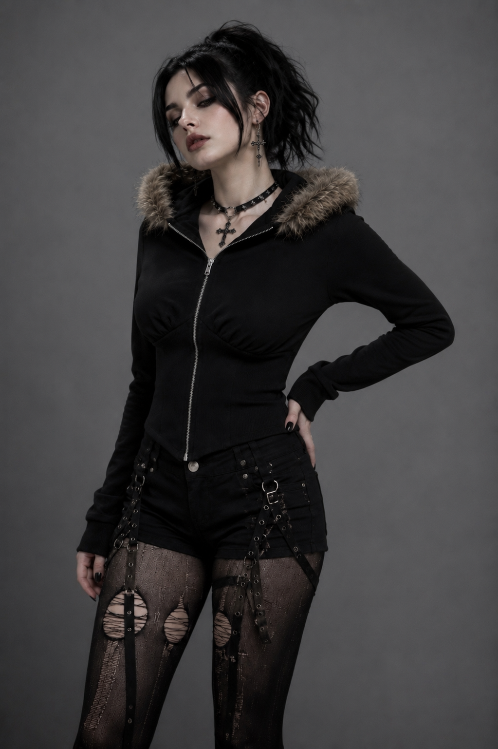 Nocturne Fur Zip Hoodie