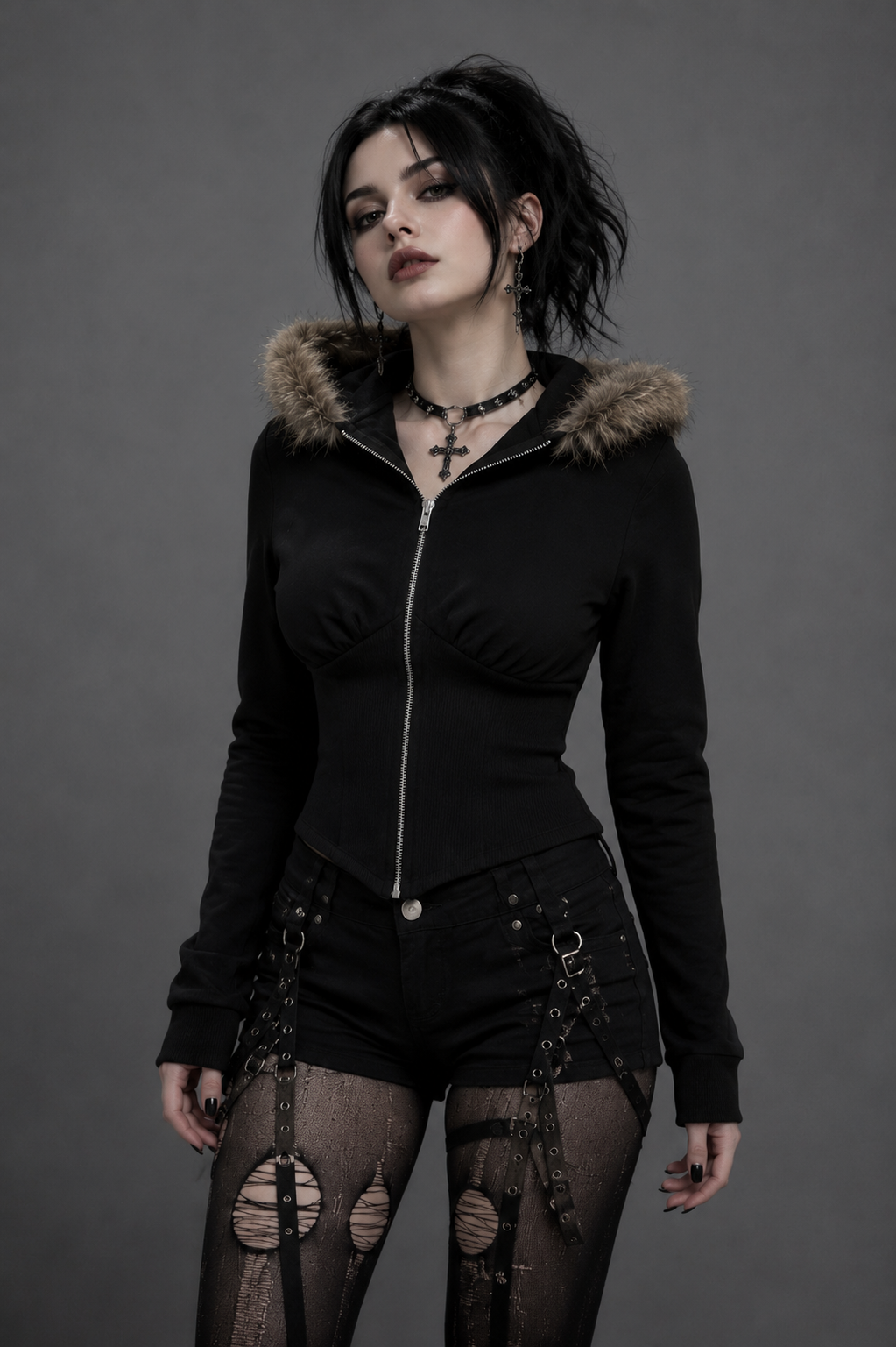 Nocturne Fur Zip Hoodie