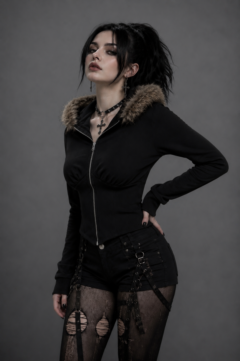 Nocturne Fur Zip Hoodie