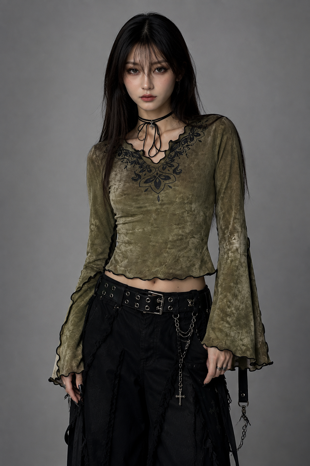 Mossveil Bell Sleeve Top