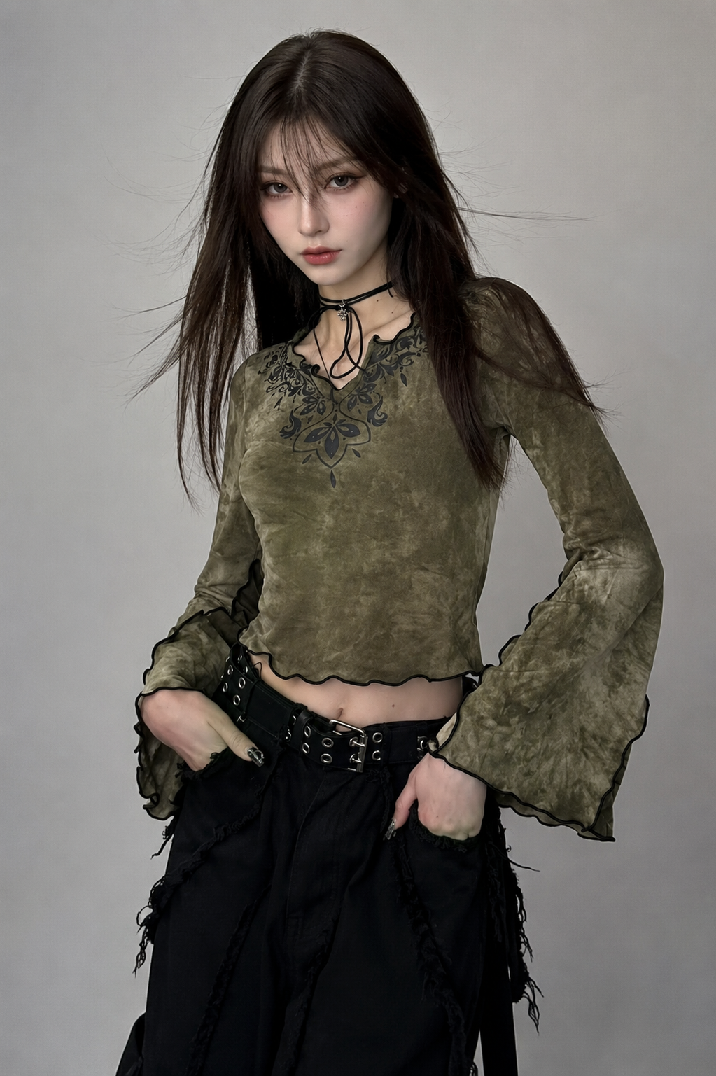 Mossveil Bell Sleeve Top