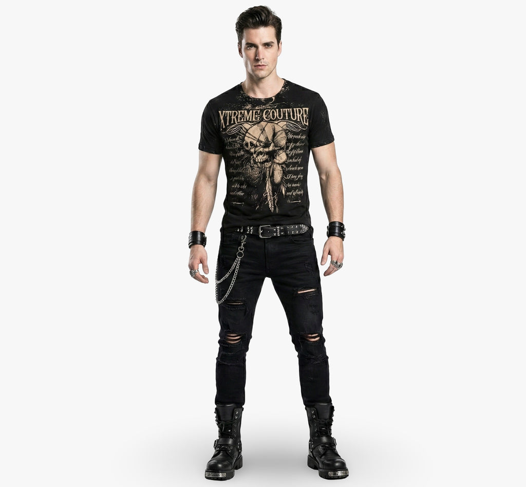 Winged Skull Distress Tee