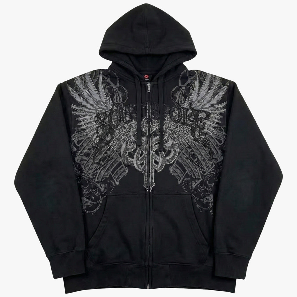 Winged Crest Zip Hoodie