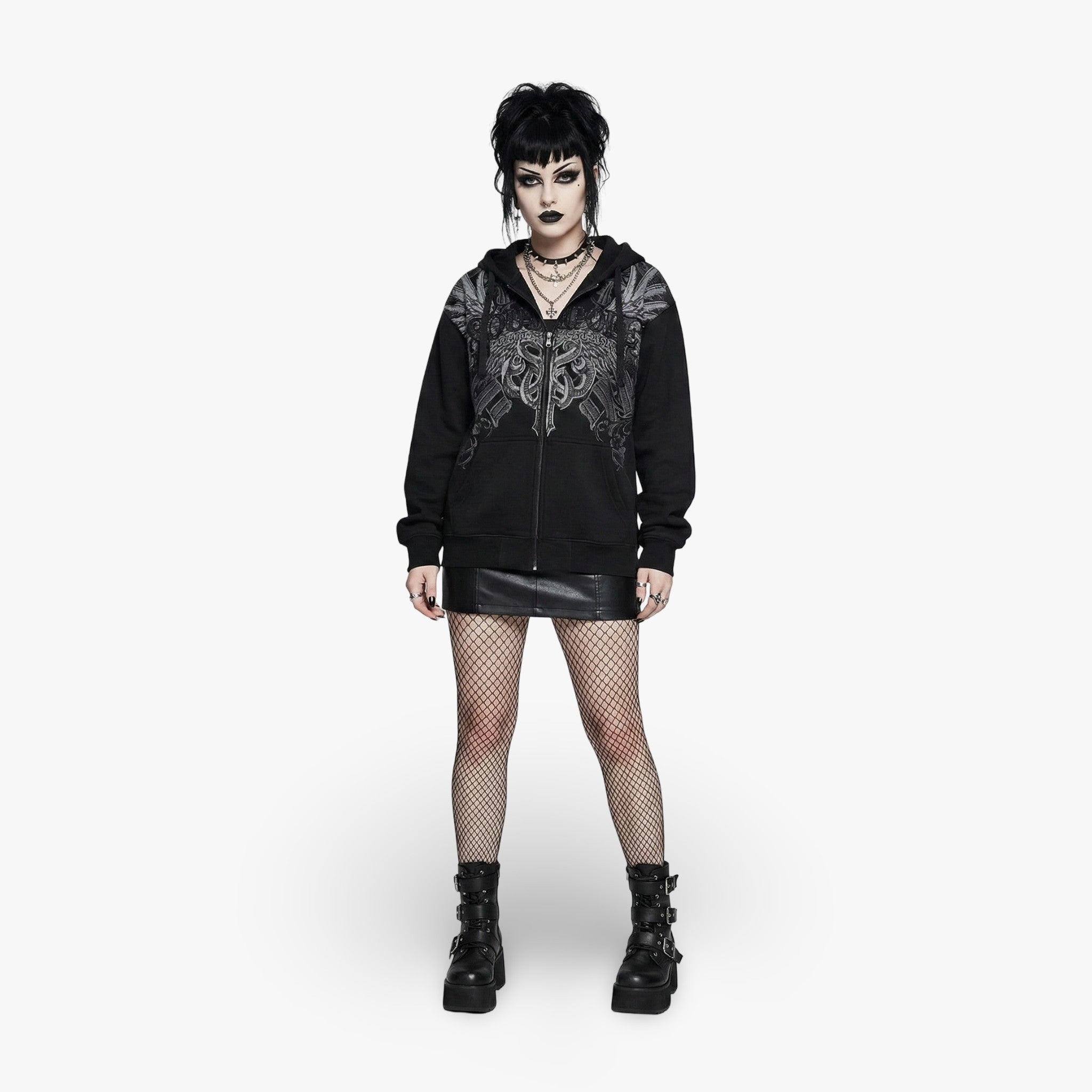 Winged Crest Zip Hoodie