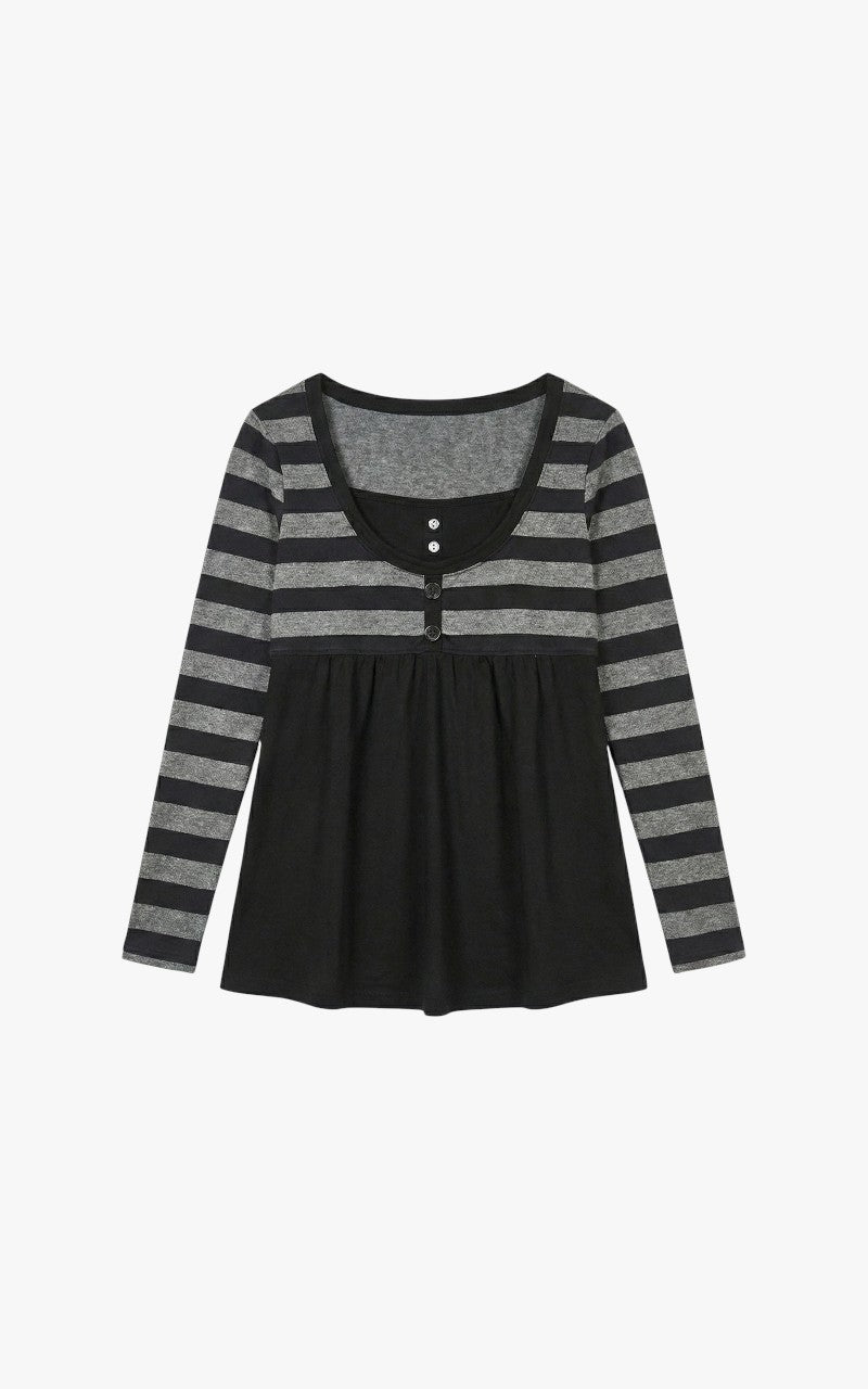 Midnight Stripe Henley Top
